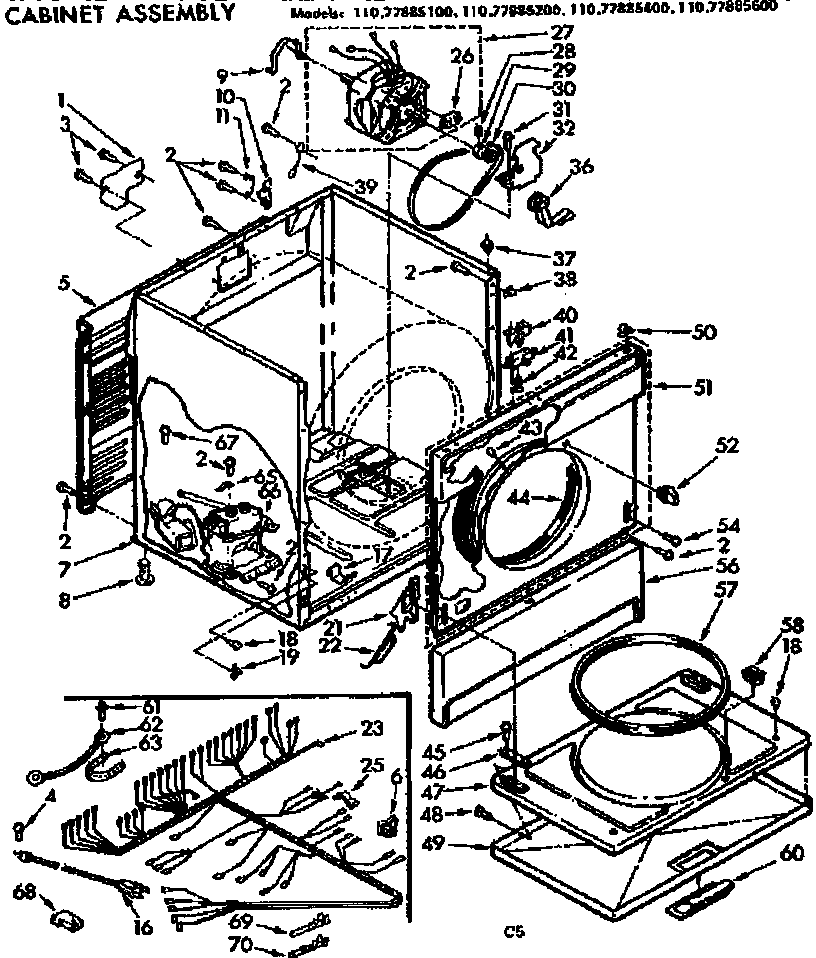 Sears 11077885200 cabinet assembly diagram