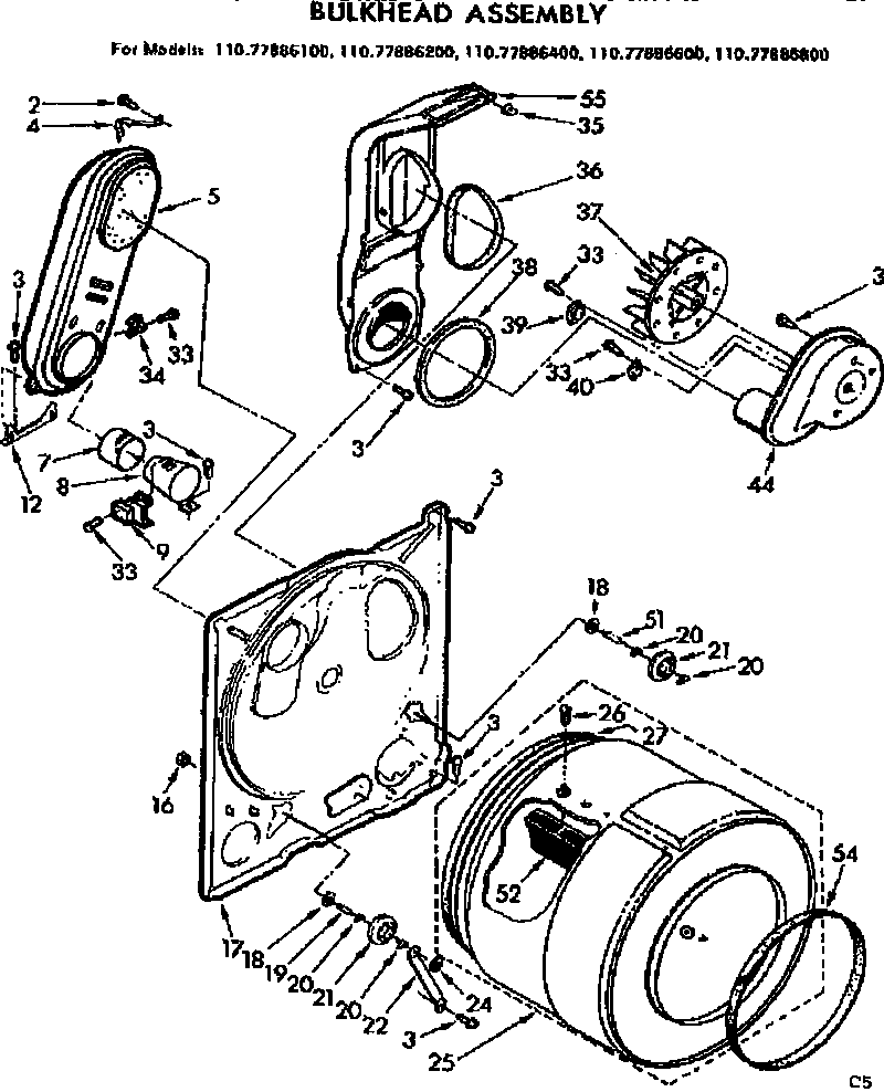 Sears 11077886200 bulkhead assembly diagram