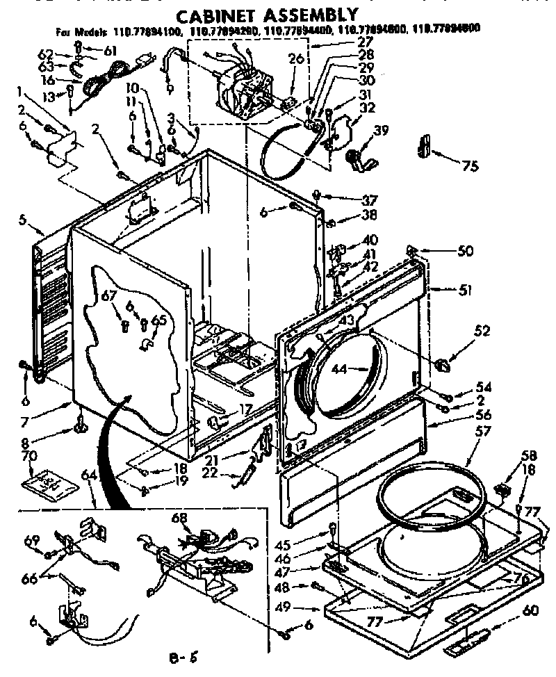 Sears 11077894800 cabinet assembly diagram