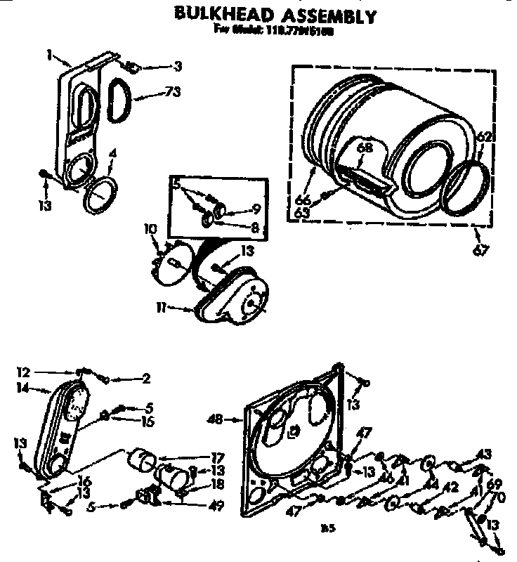 Sears 11077915100 bulkhead assembly diagram