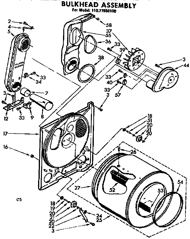 Sears 11077950100 bulkhead assembly diagram