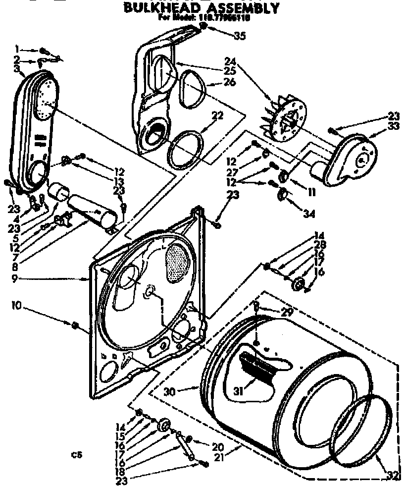 Sears 11077955110 bulkhead assembly diagram