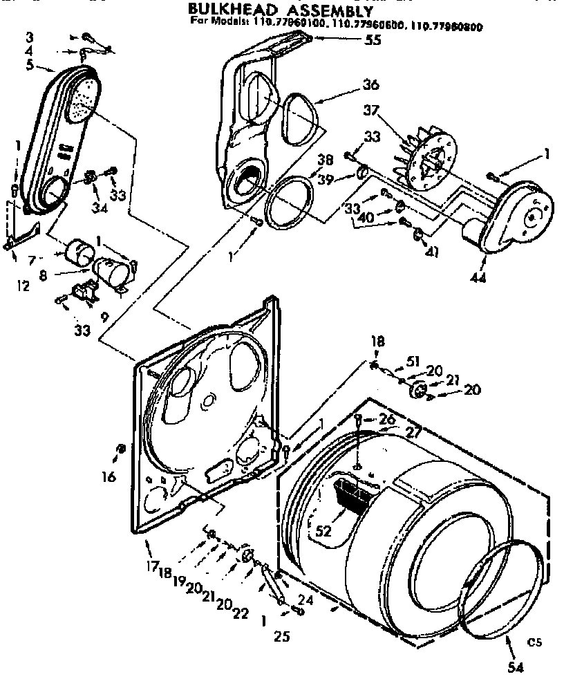 Sears 11077960100 bulkhead parts diagram