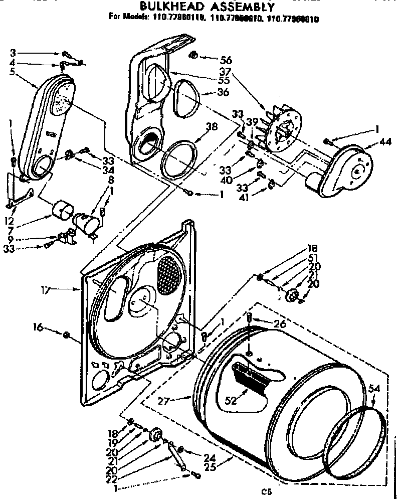 Sears 11077960810 bulkhead assembly diagram