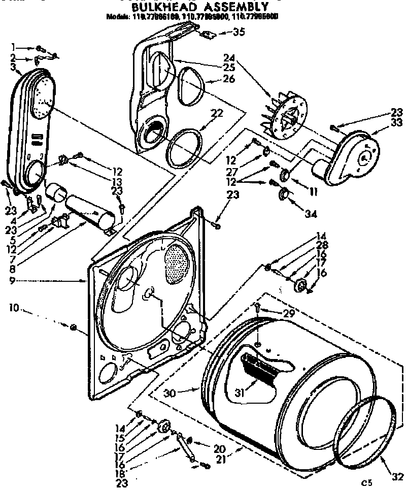 Sears 11077965600 bulkhead assembly diagram
