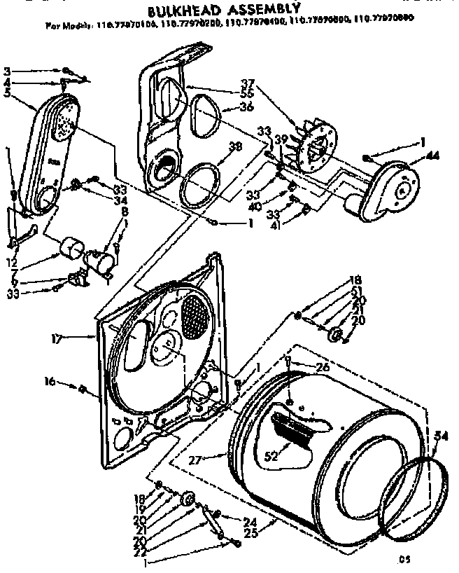 Sears 11077970600 bulkhead assembly diagram
