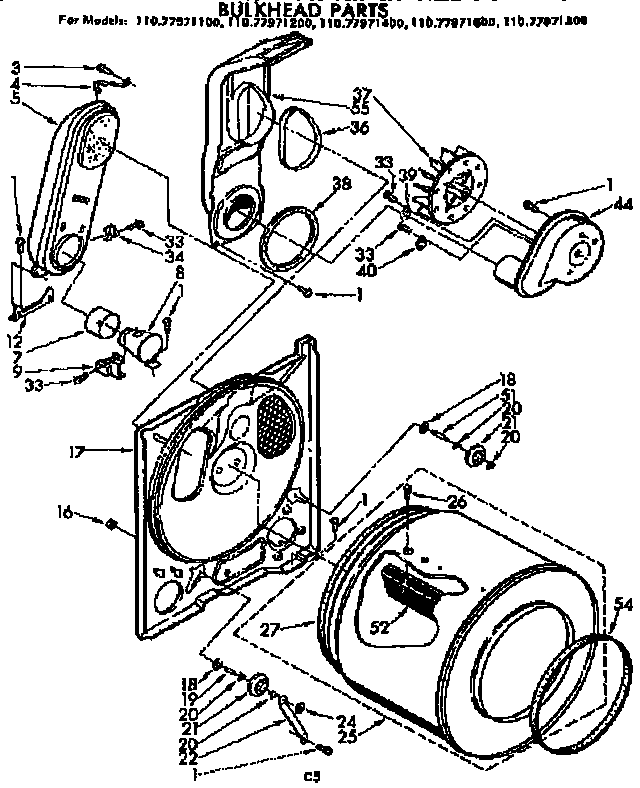 Sears 11077971400 bulkhead parts diagram