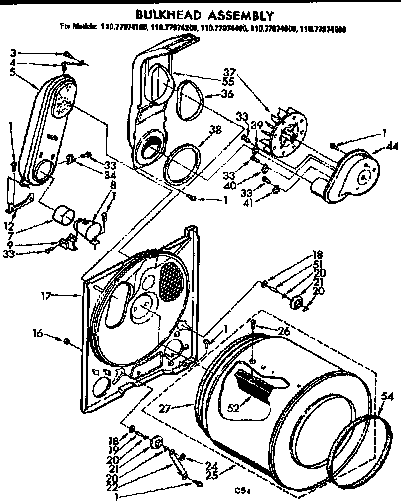 Sears 11077974400 bulkhead assembly diagram