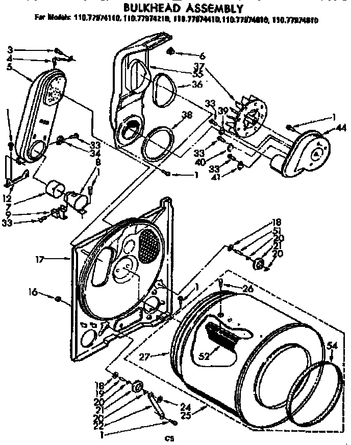 Sears 11077974410 bulkhead parts diagram