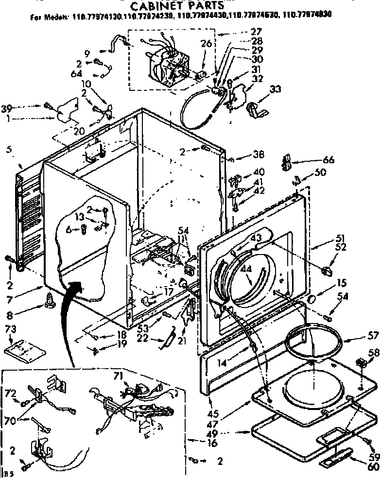 Sears 11077974830 cabinet parts diagram