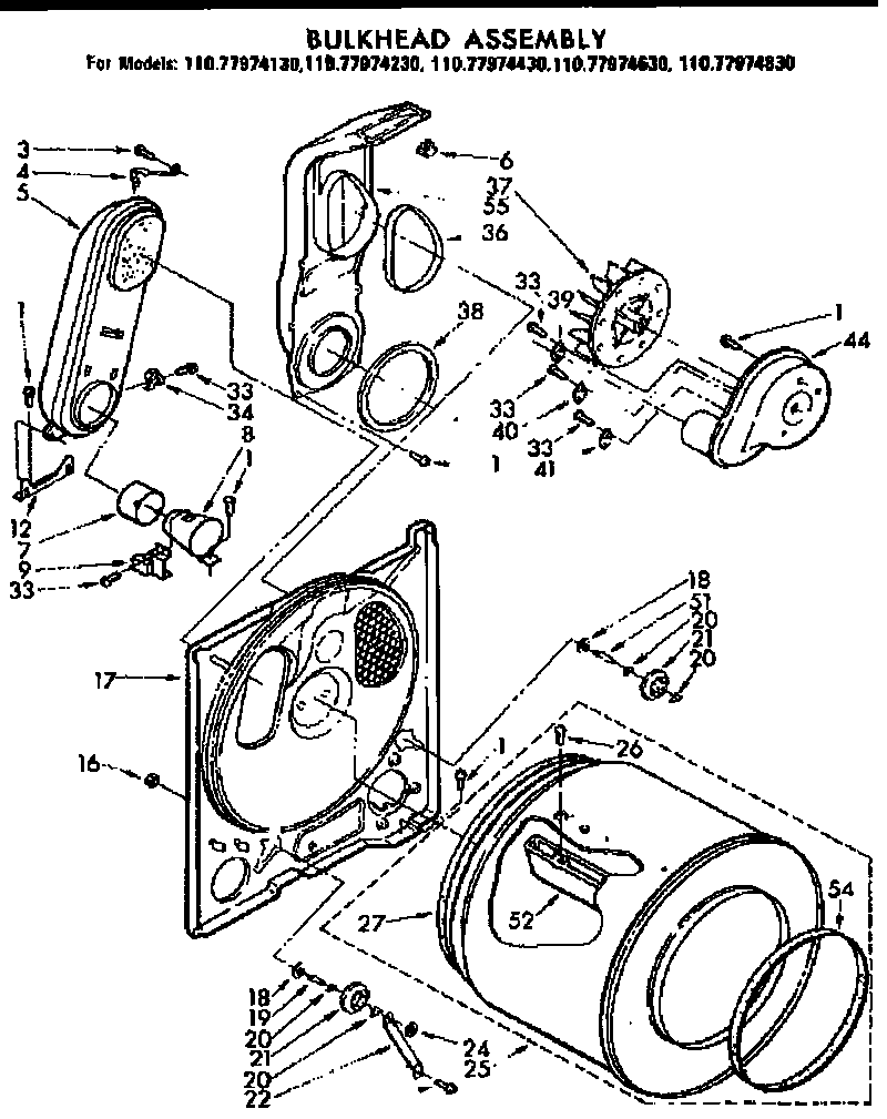 Sears 11077974830 bulkhead asm diagram