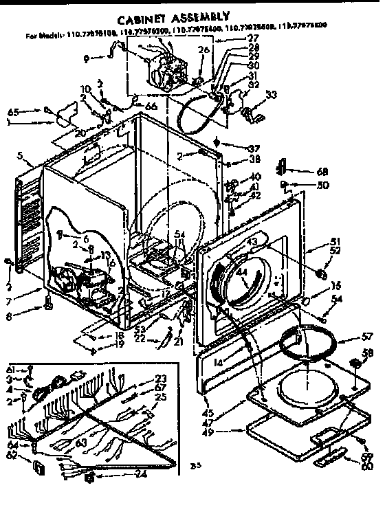Kenmore 11077975800 cabinet assembly diagram