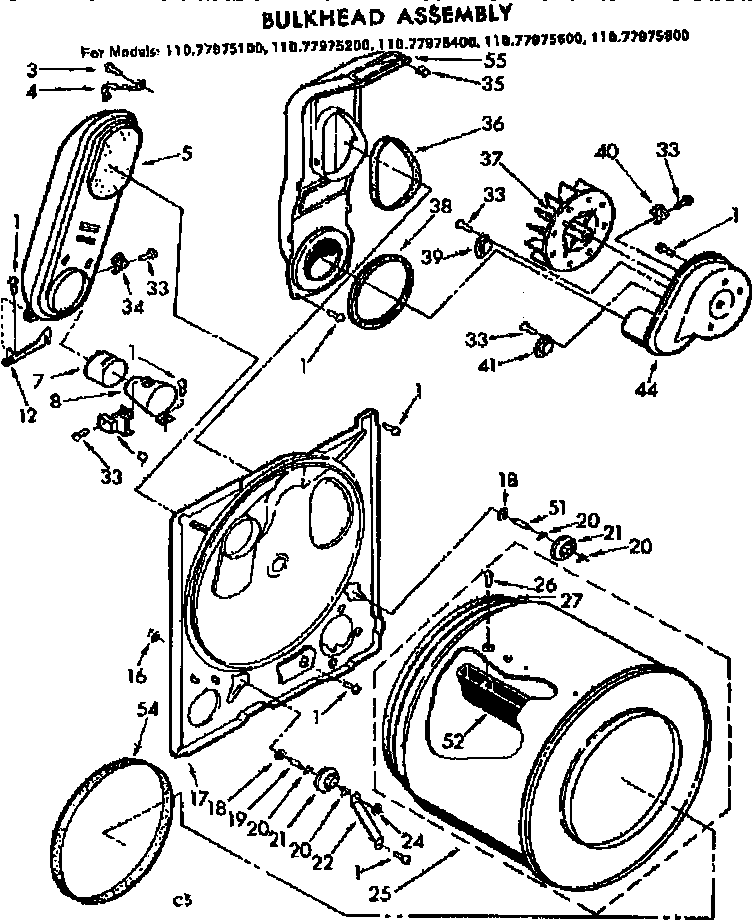 Kenmore 11077975800 bulkhead assembly diagram