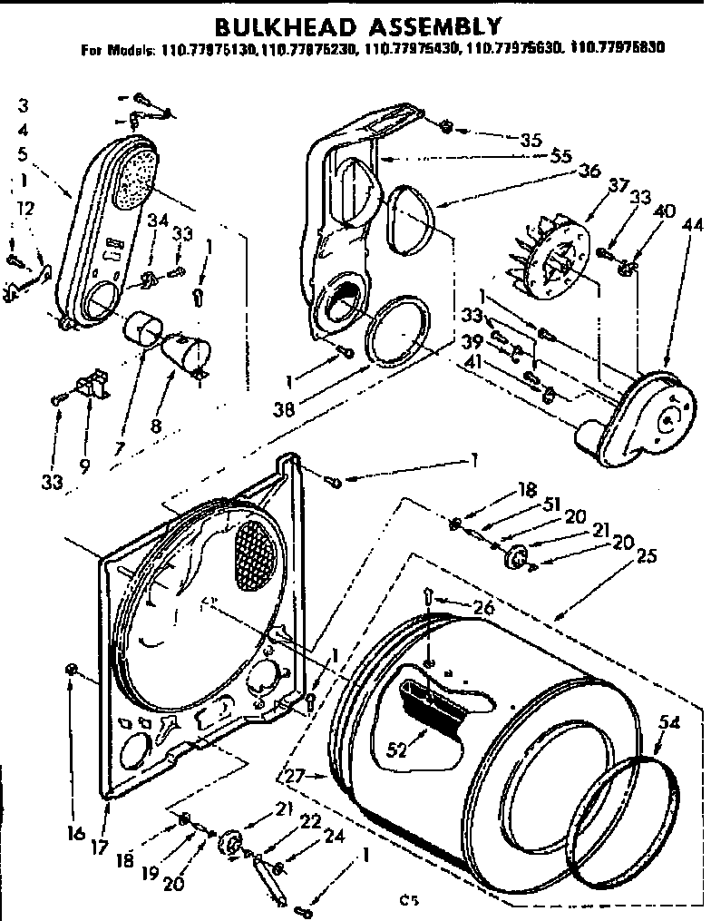 Kenmore 11077975230 bulkhead assembly diagram