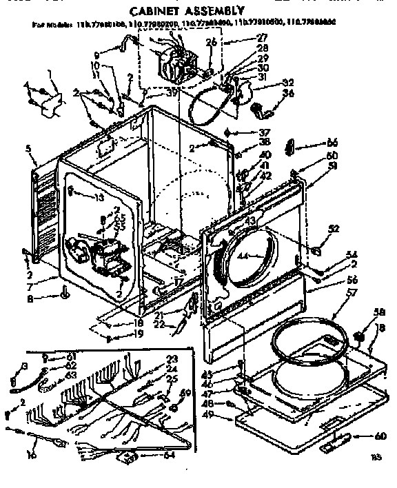 Kenmore 11077980600 cabinet assembly diagram
