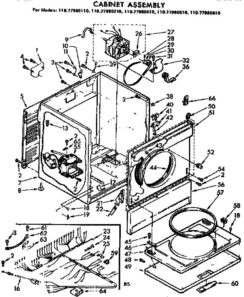 Kenmore 11077980410 cabinet parts diagram