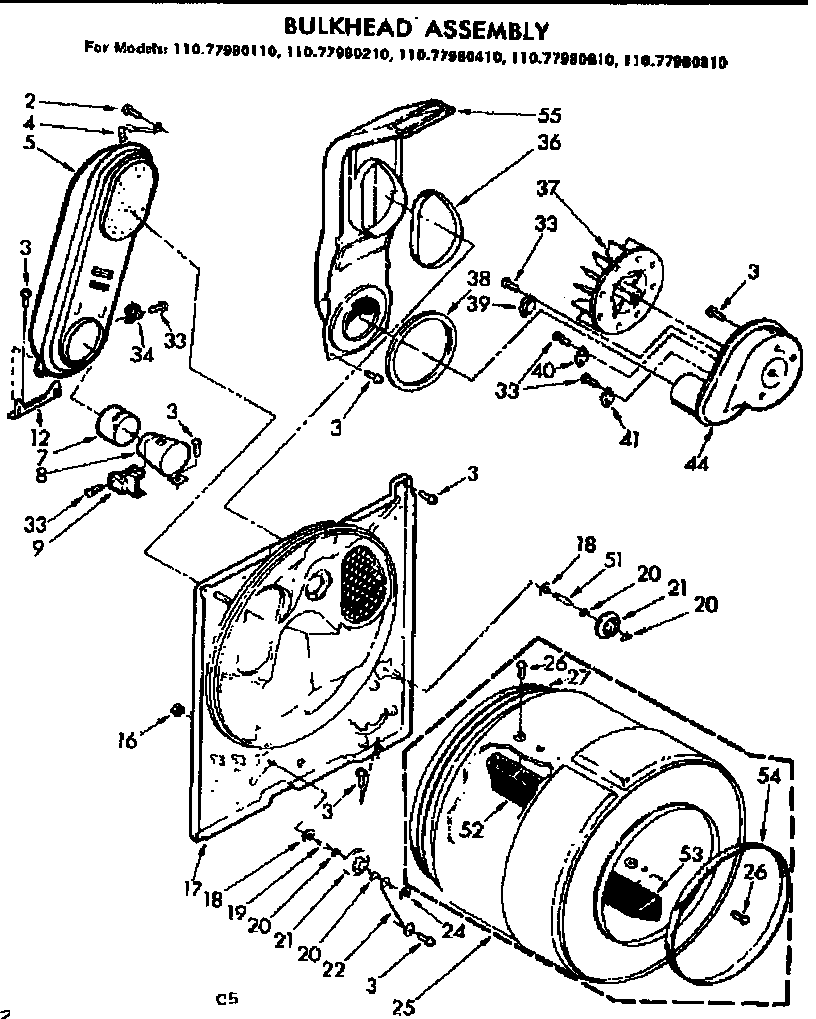 Kenmore 11077980410 bulkhead parts diagram