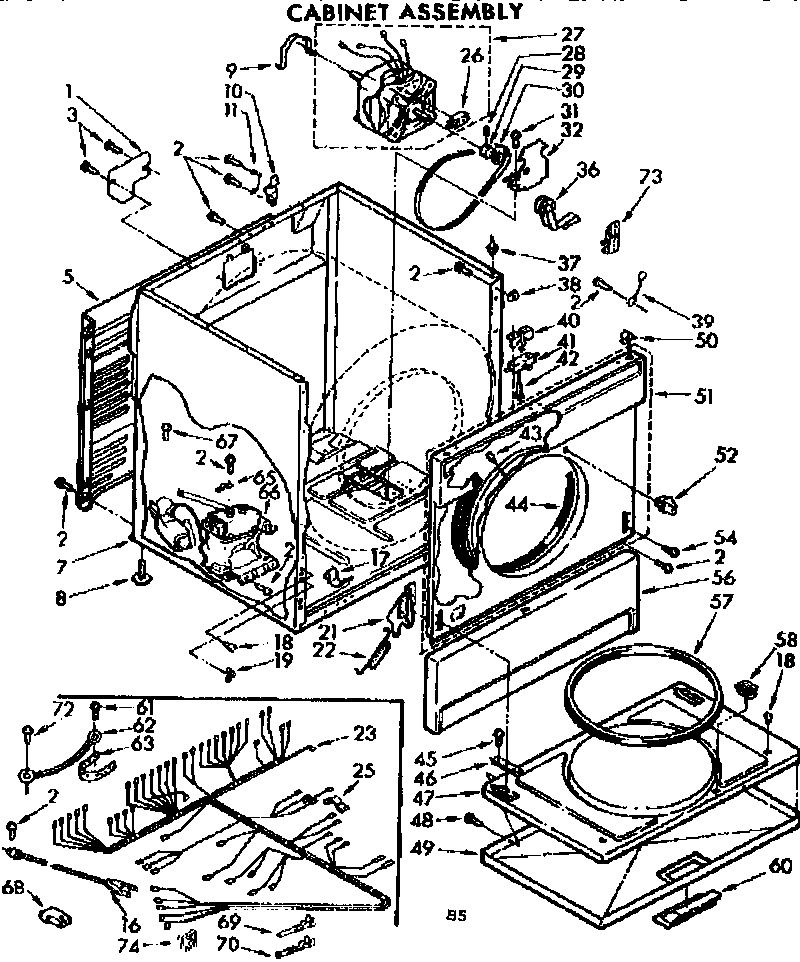 Kenmore 11077985800 cabinet parts diagram