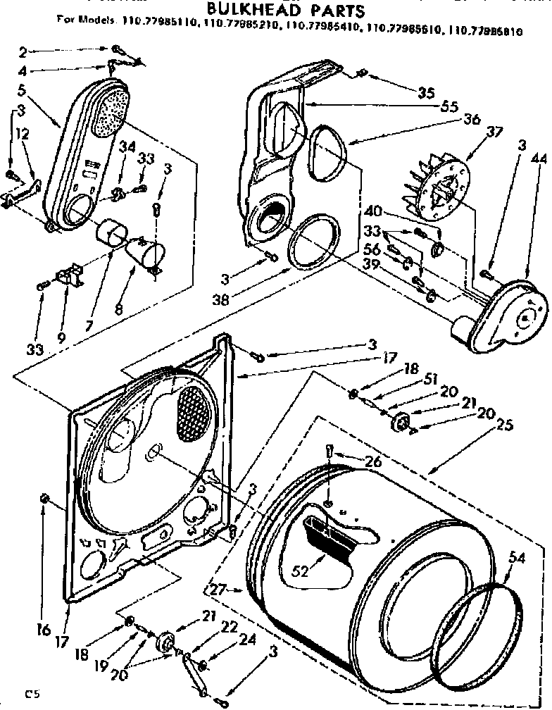 Kenmore 11077985210 bulkhead parts diagram