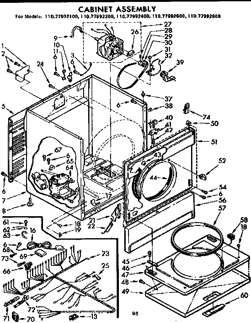Sears 11077992200 cabinet assembly diagram