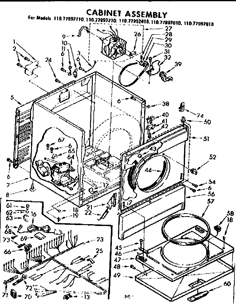 Sears 11077992110 cabinet assembly diagram