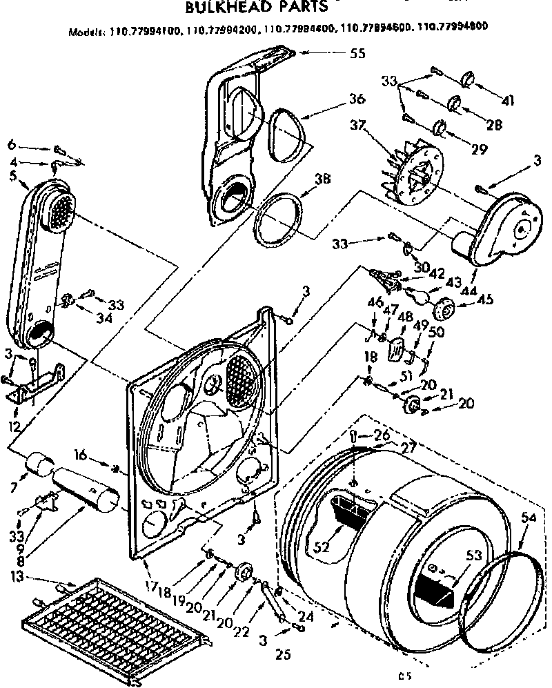 Kenmore 11077994600 bulkhead parts diagram