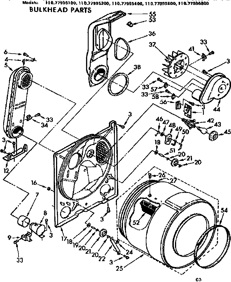 Sears 11077995600 bulkhead parts diagram