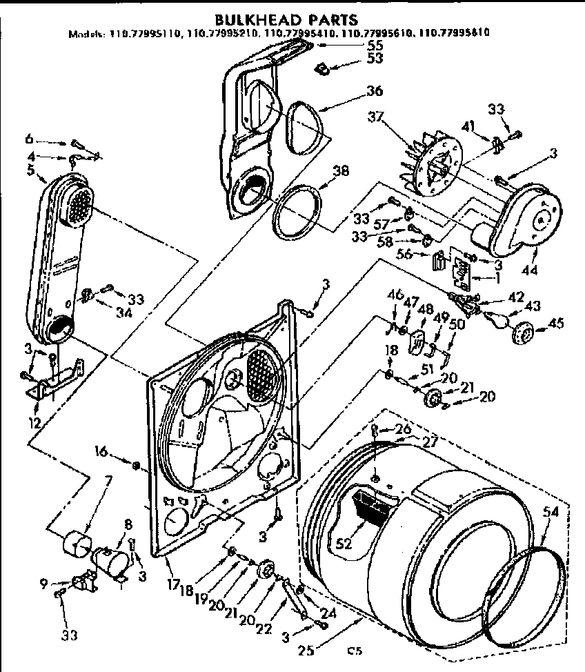 Sears 11077995110 bulkhead parts diagram