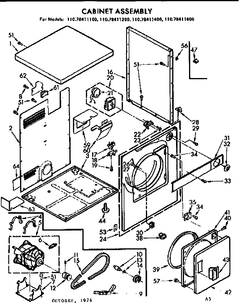 Kenmore 11078411400 cabinet asm diagram