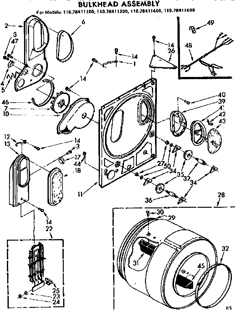 Kenmore 11078411400 bulkhead asm diagram