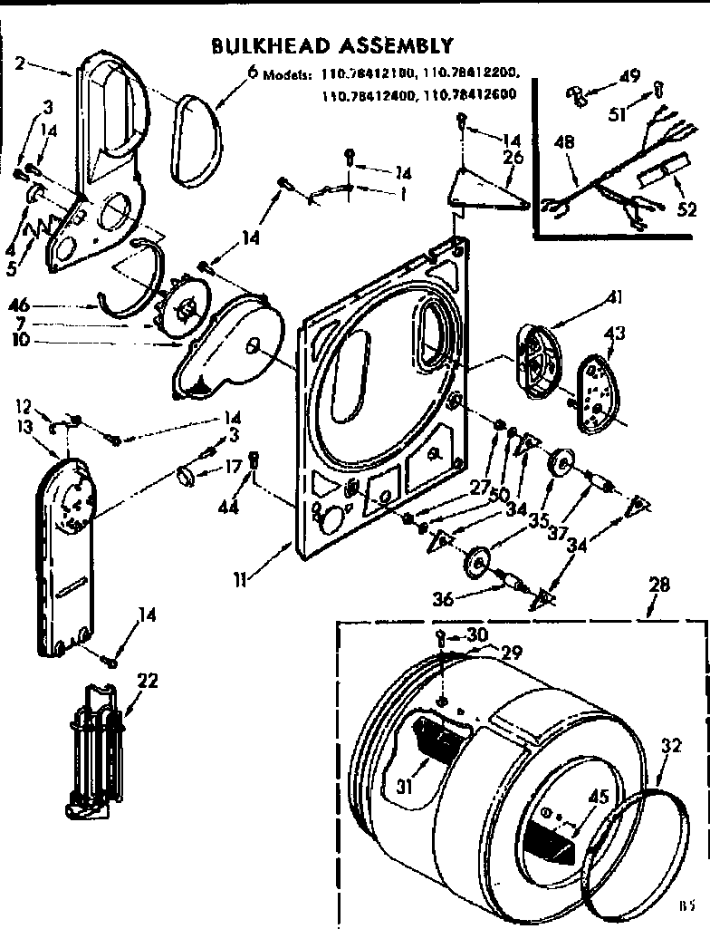 Kenmore 11078412100 bulkhead assembly diagram