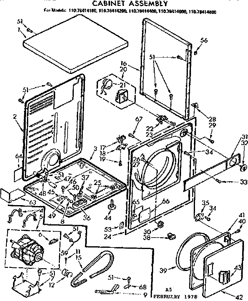 Kenmore 11078414100 cabinet assembly diagram