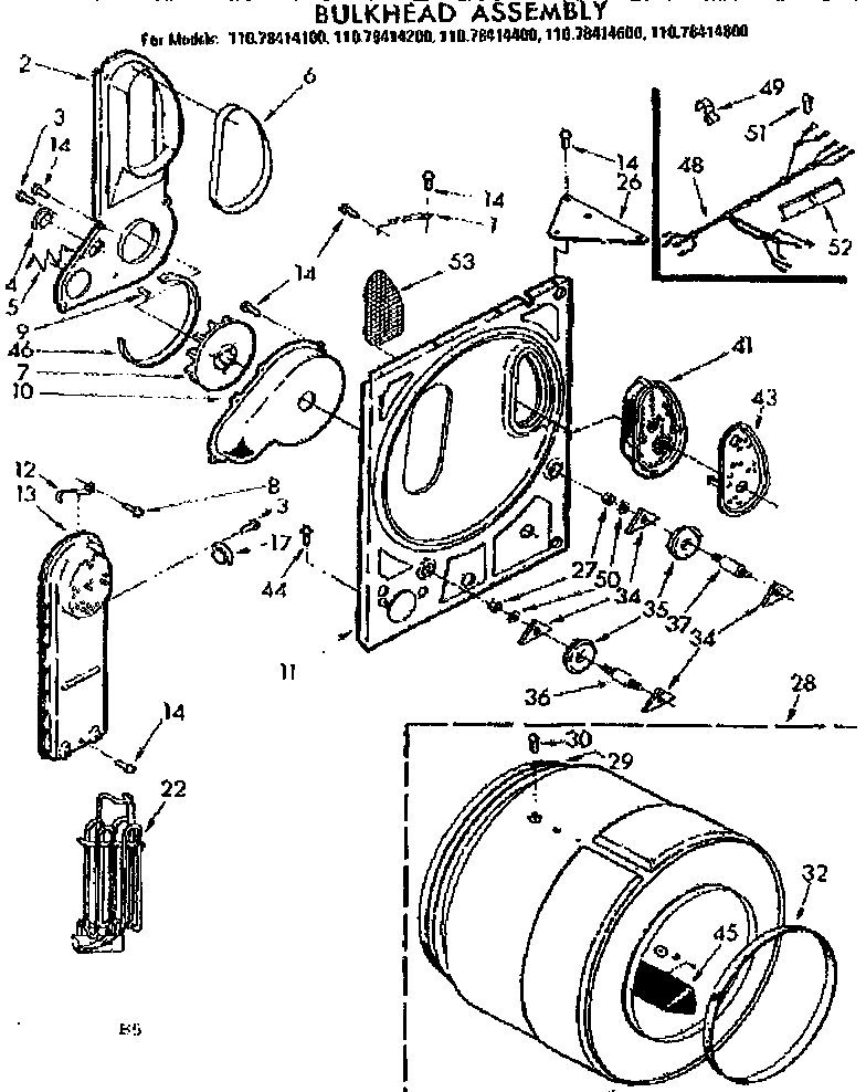 Kenmore 11078414100 bulkhead assembly diagram