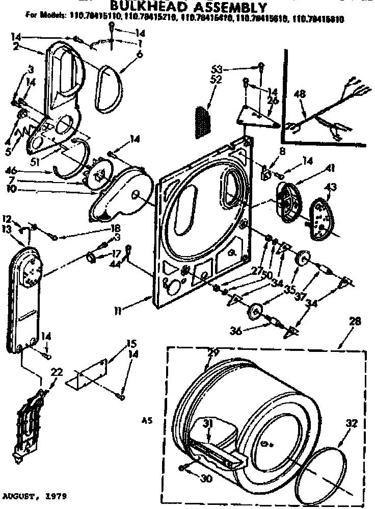 Kenmore 11078415210 bulkhead parts diagram