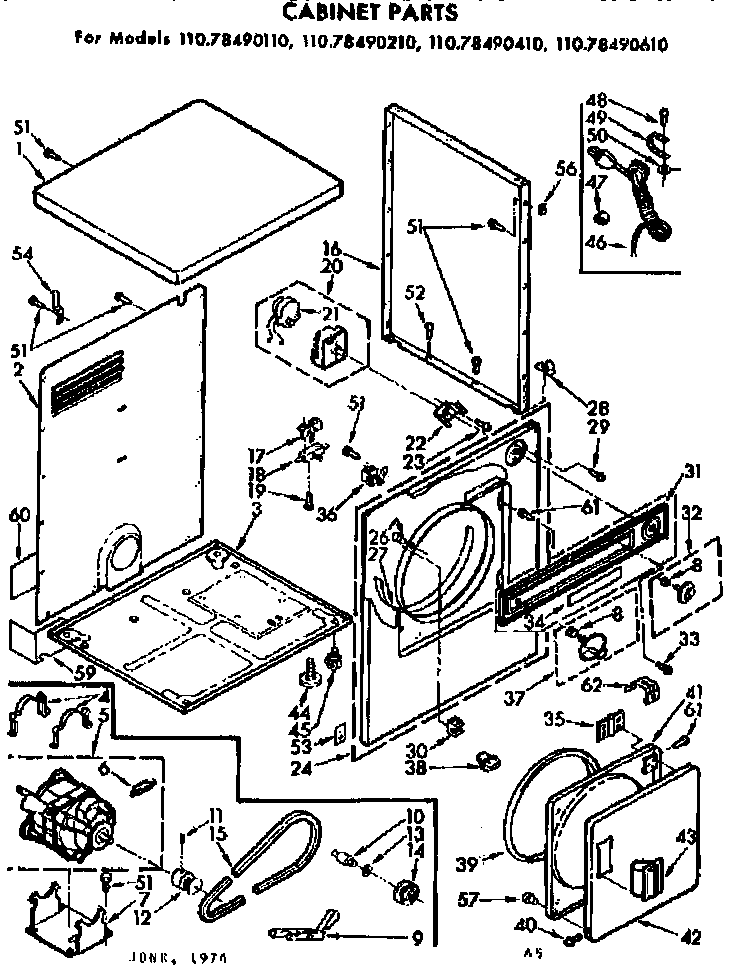 Kenmore 11078490210 cabinet parts diagram