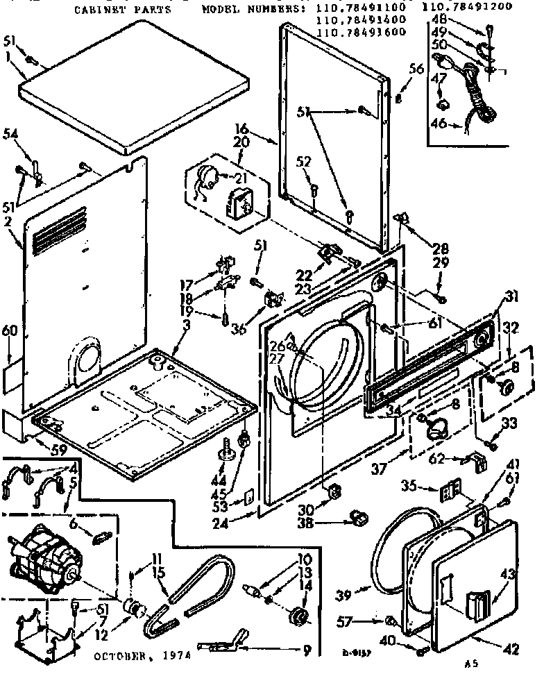 Kenmore 11078491100 cabinet parts diagram