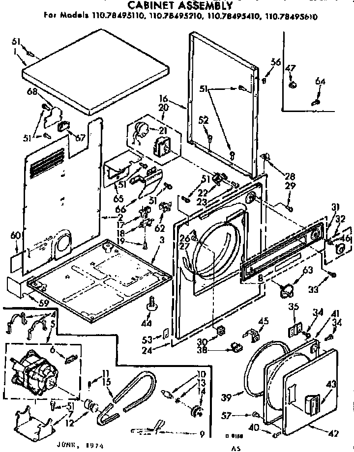 Kenmore 11078495110 cabinet asm diagram
