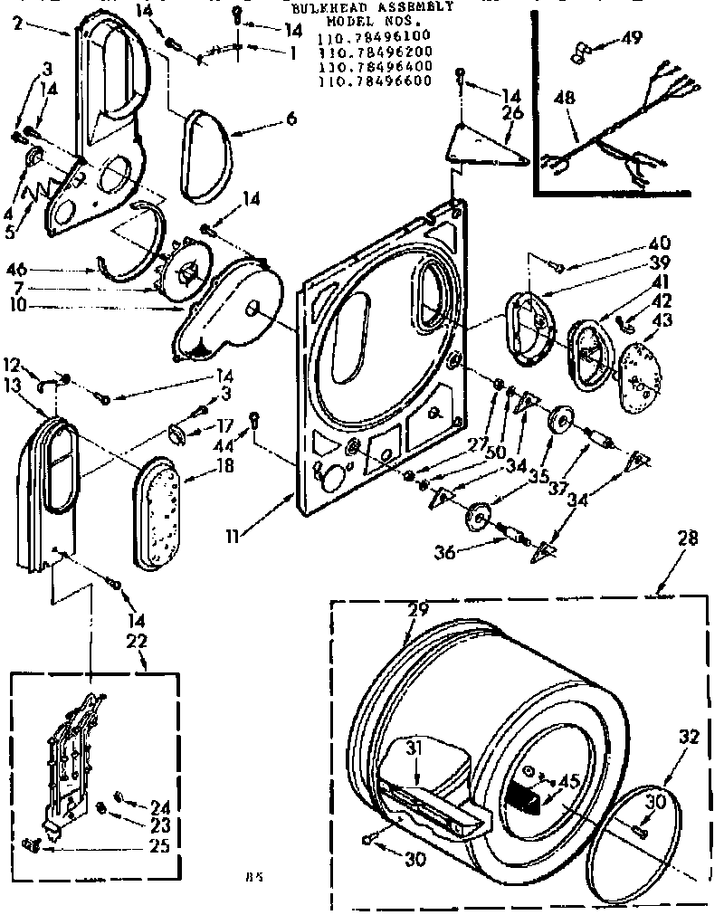 Kenmore 11078496100 bulkhead assembly diagram