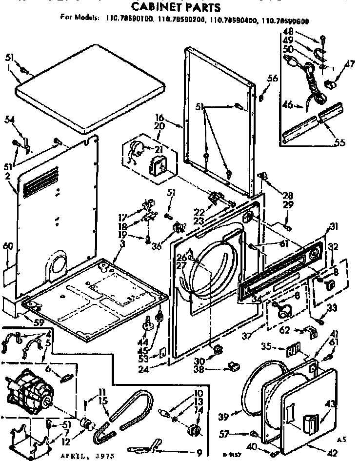Kenmore 11078590100 cabinet parts diagram