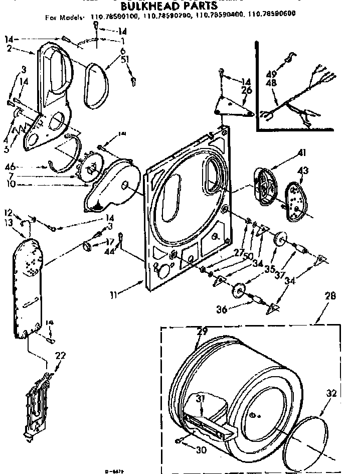 Kenmore 11078590100 bulkhead parts diagram