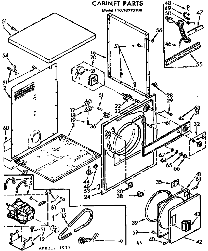 Kenmore 11078770100 cabinet parts diagram