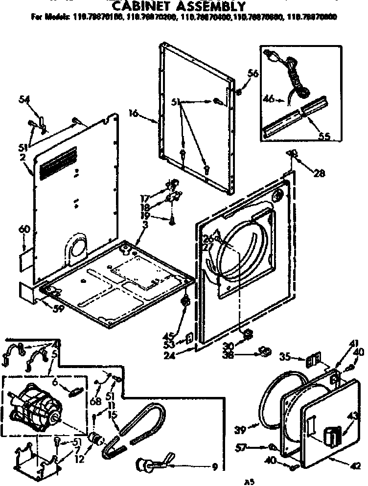 Kenmore 11078870200 cabinet parts diagram