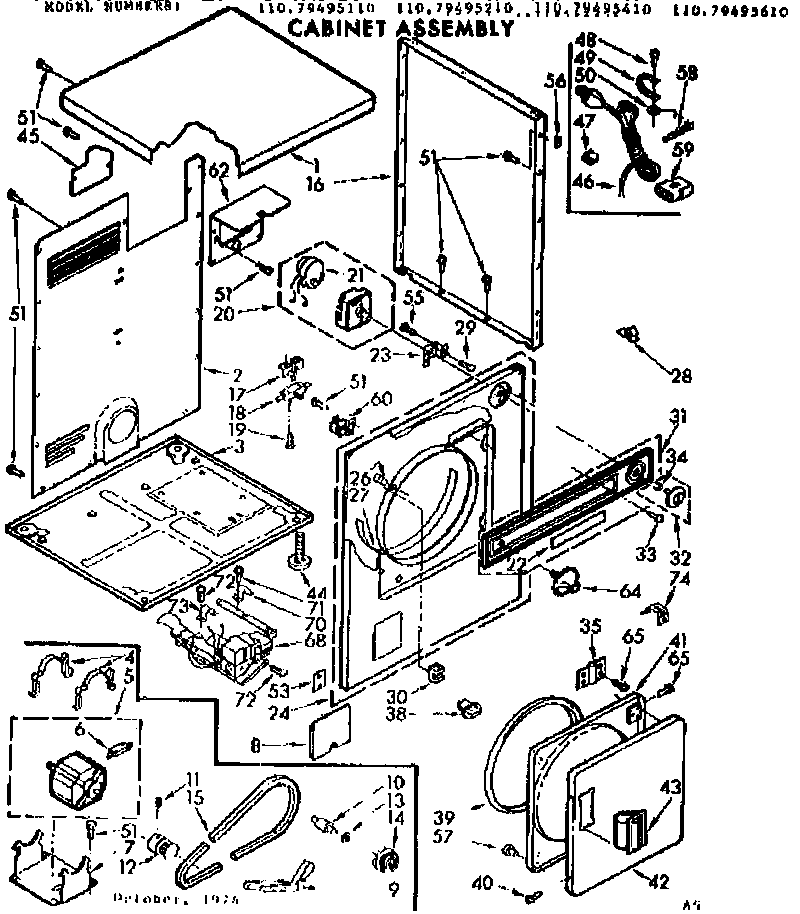 Kenmore 11079495210 cabinet assembly diagram