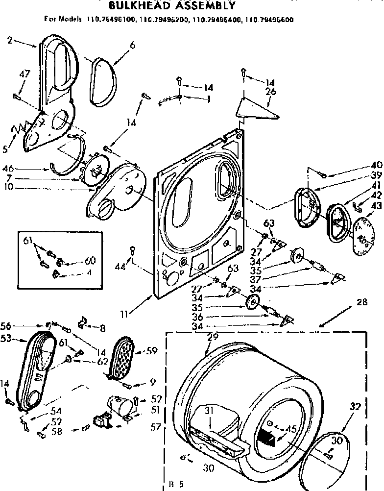 Kenmore 11079496400 bulkhead assembly diagram