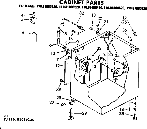 Kenmore 11081080820 cabinet parts diagram
