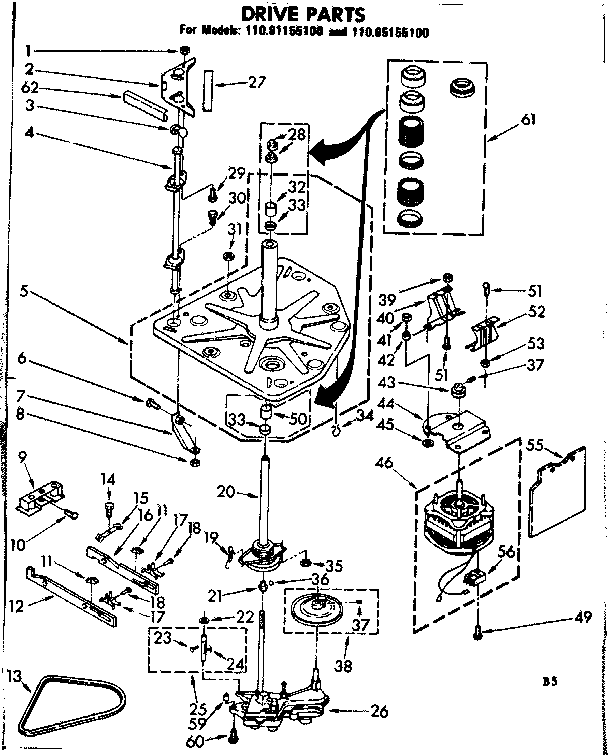 Kenmore 11081155100 drive parts diagram