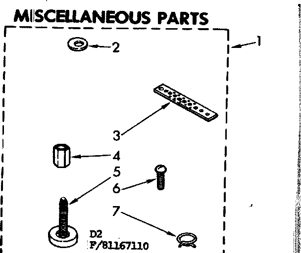 Kenmore 11081167210 miscellaneous parts diagram