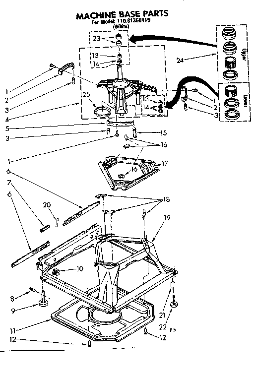 Kenmore 11081350110 machine base parts diagram