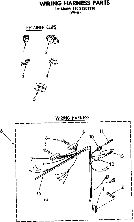 Kenmore 11081351110 wiring harness parts diagram