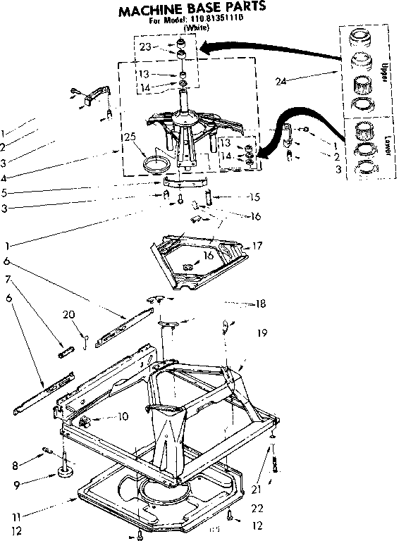 Kenmore 11081351110 machine base parts diagram